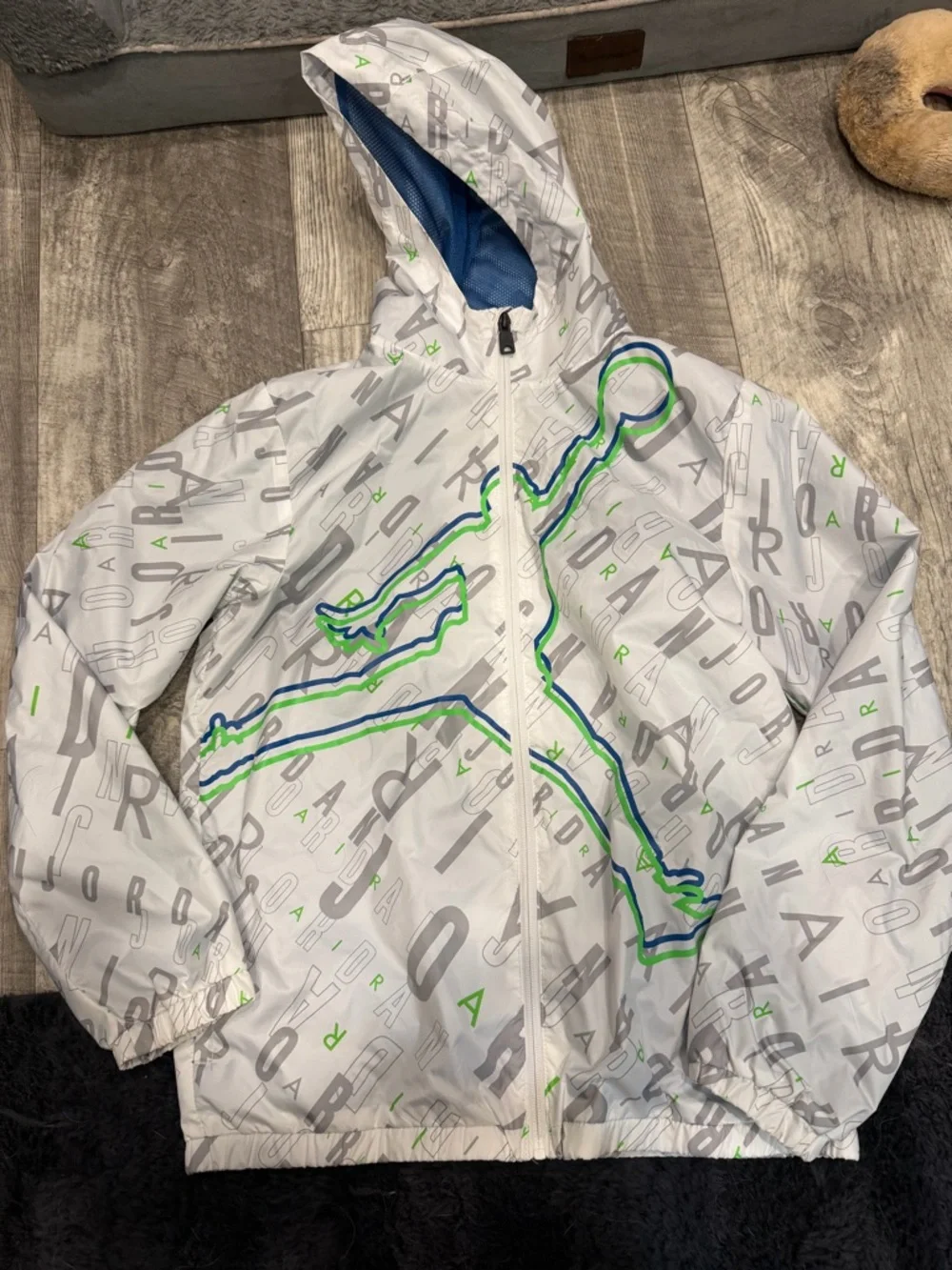 Jordan White/Blue Jacket with Red Jumpman Logo